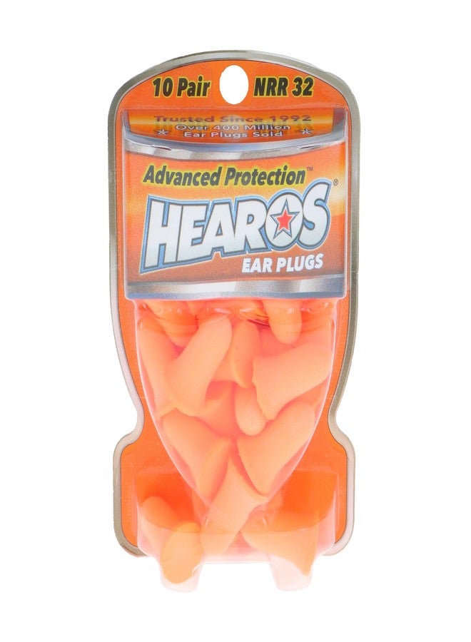 Hearos Advanced Protection Ear Plugs, Foam NRR 32, 10 Pair, Orange (5810) - Image 1